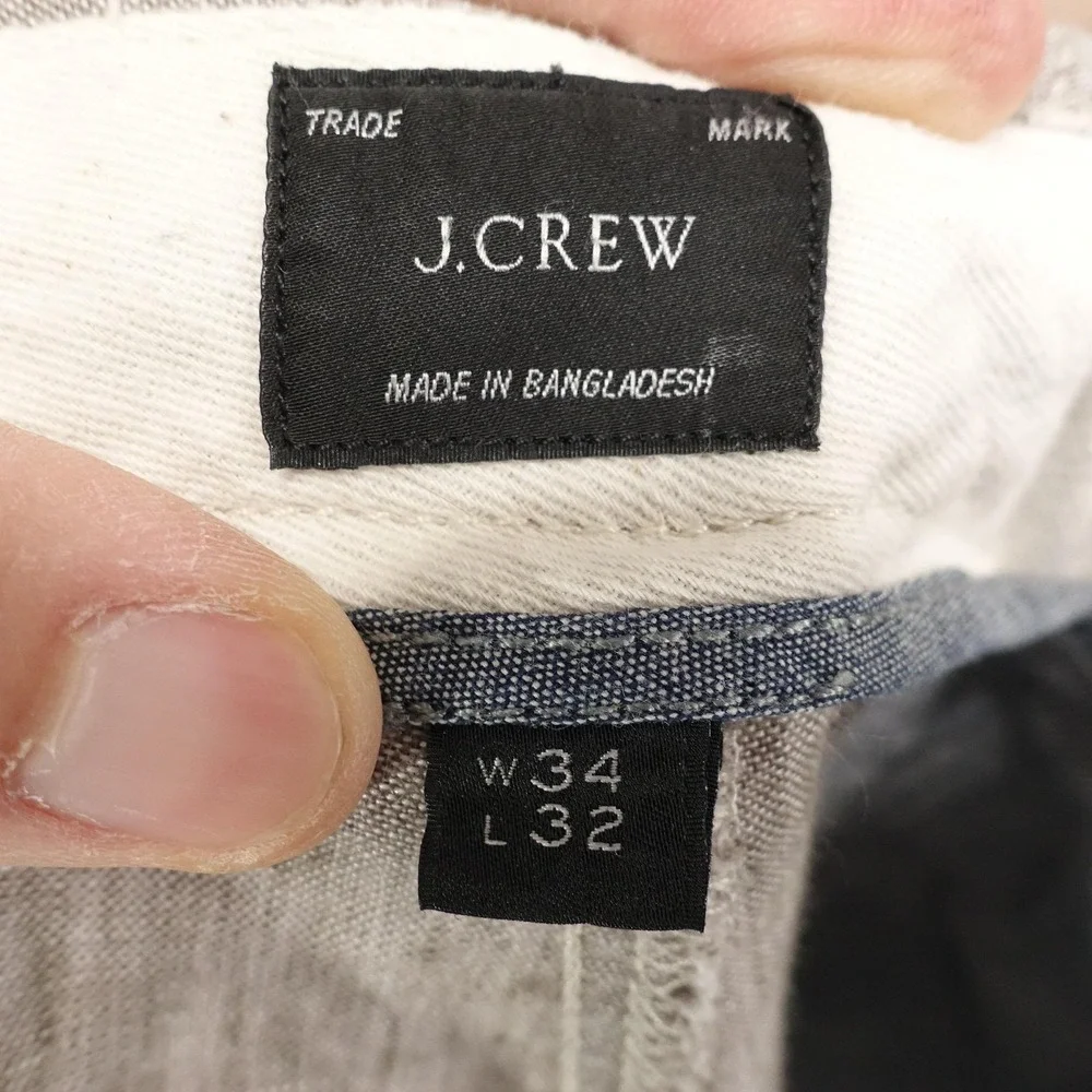 J Crew 770 Straight Linen Pants Mens 34x32 Beige Regular Fit Pleated Chino